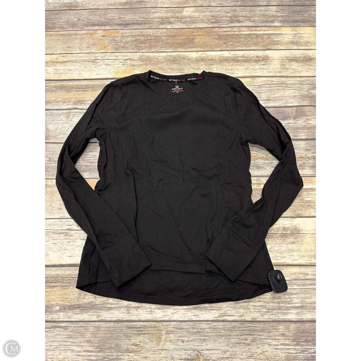 Athletic Top Long Sleeve Crewneck By Spyder In Black, Size: L