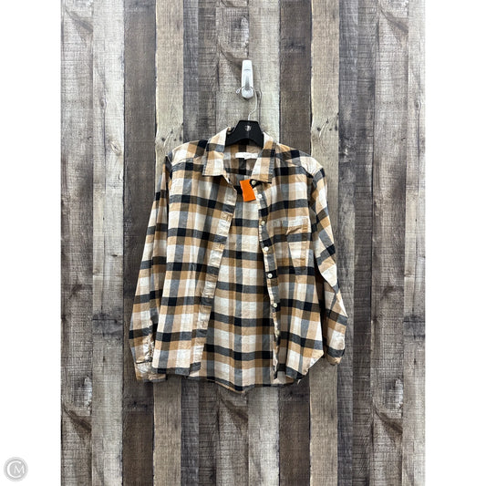 Top Long Sleeve By Loft In Plaid Pattern, Size: S