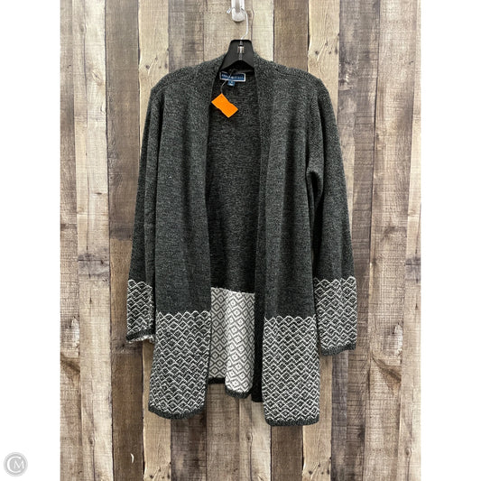 Sweater Cardigan By Karen Scott In Black & Grey, Size: M