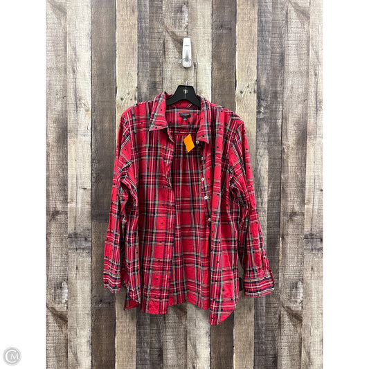 Top Long Sleeve By Talbots In Plaid Pattern, Size: 1x