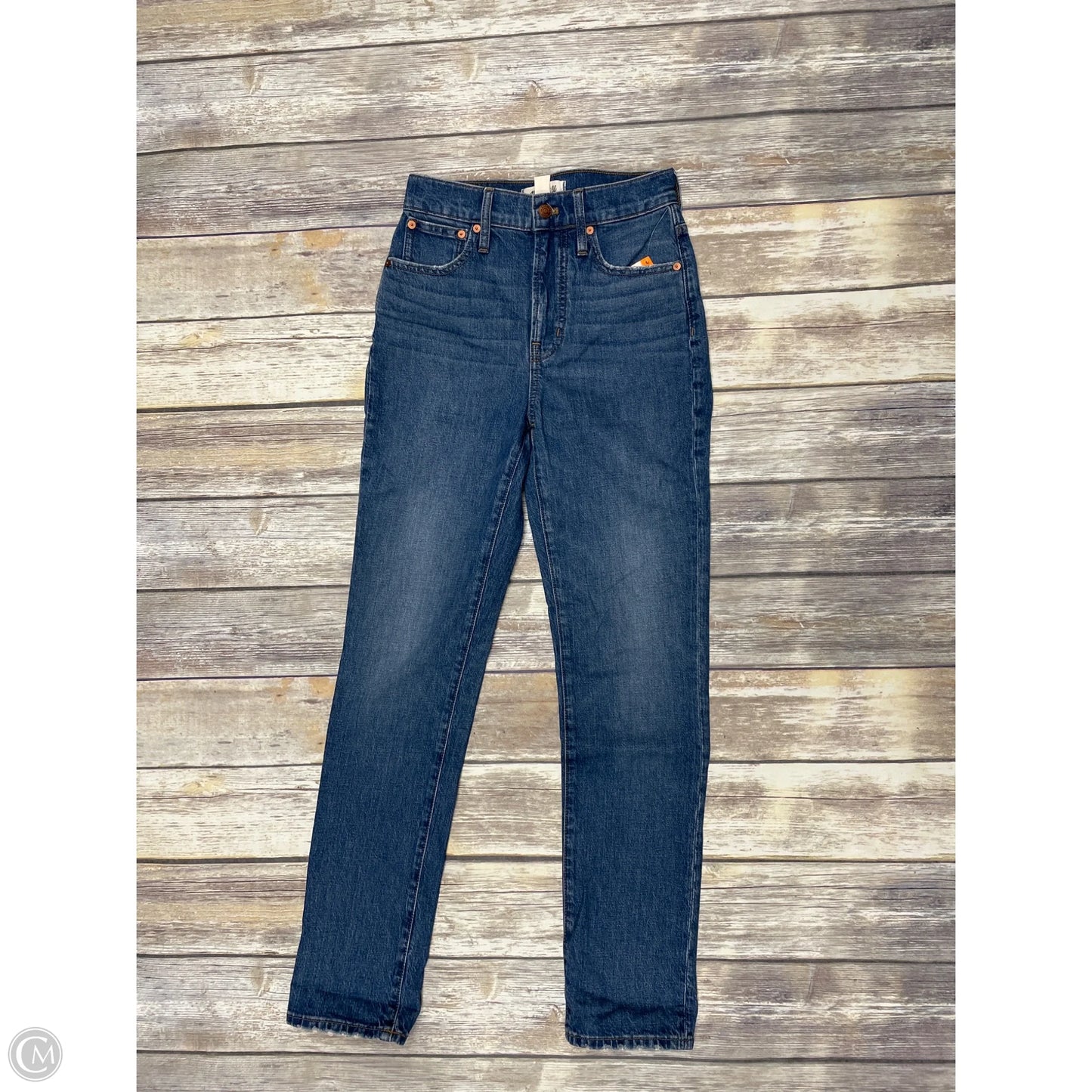 Jeans Straight By Madewell In Blue Denim, Size: 0