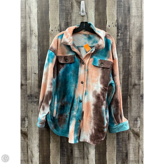 Jacket Shirt By Bibi In Tie Dye Print, Size: L