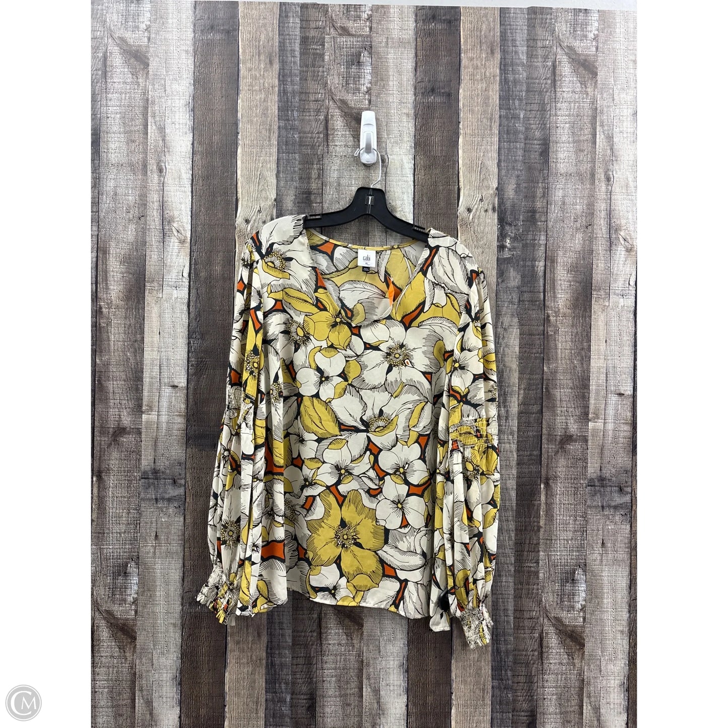 Top Long Sleeve By Cabi In Floral Print, Size: Xl