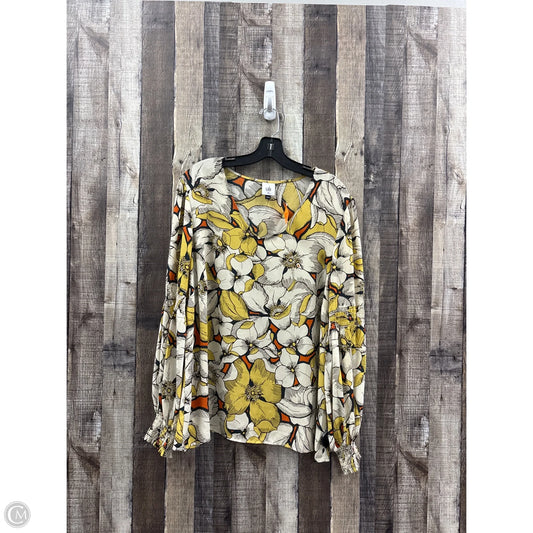 Top Long Sleeve By Cabi In Floral Print, Size: Xl