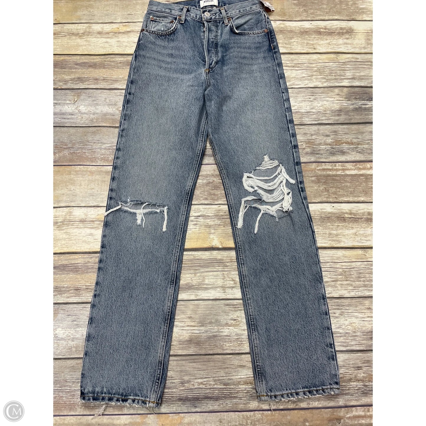Jeans Straight By Agolde In Blue Denim, Size: 0