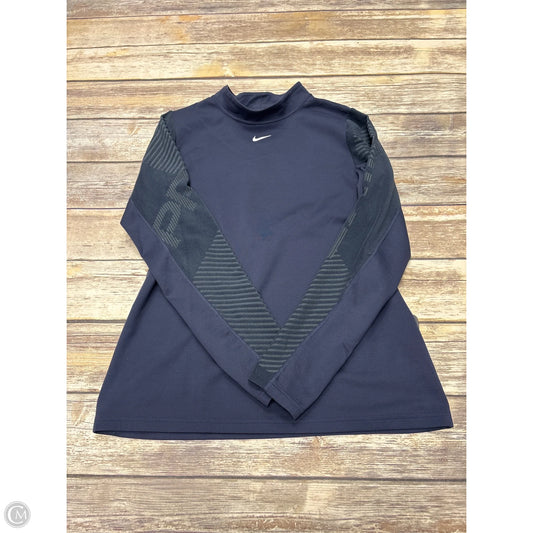 Athletic Top Long Sleeve Crewneck By Nike In Navy, Size: L