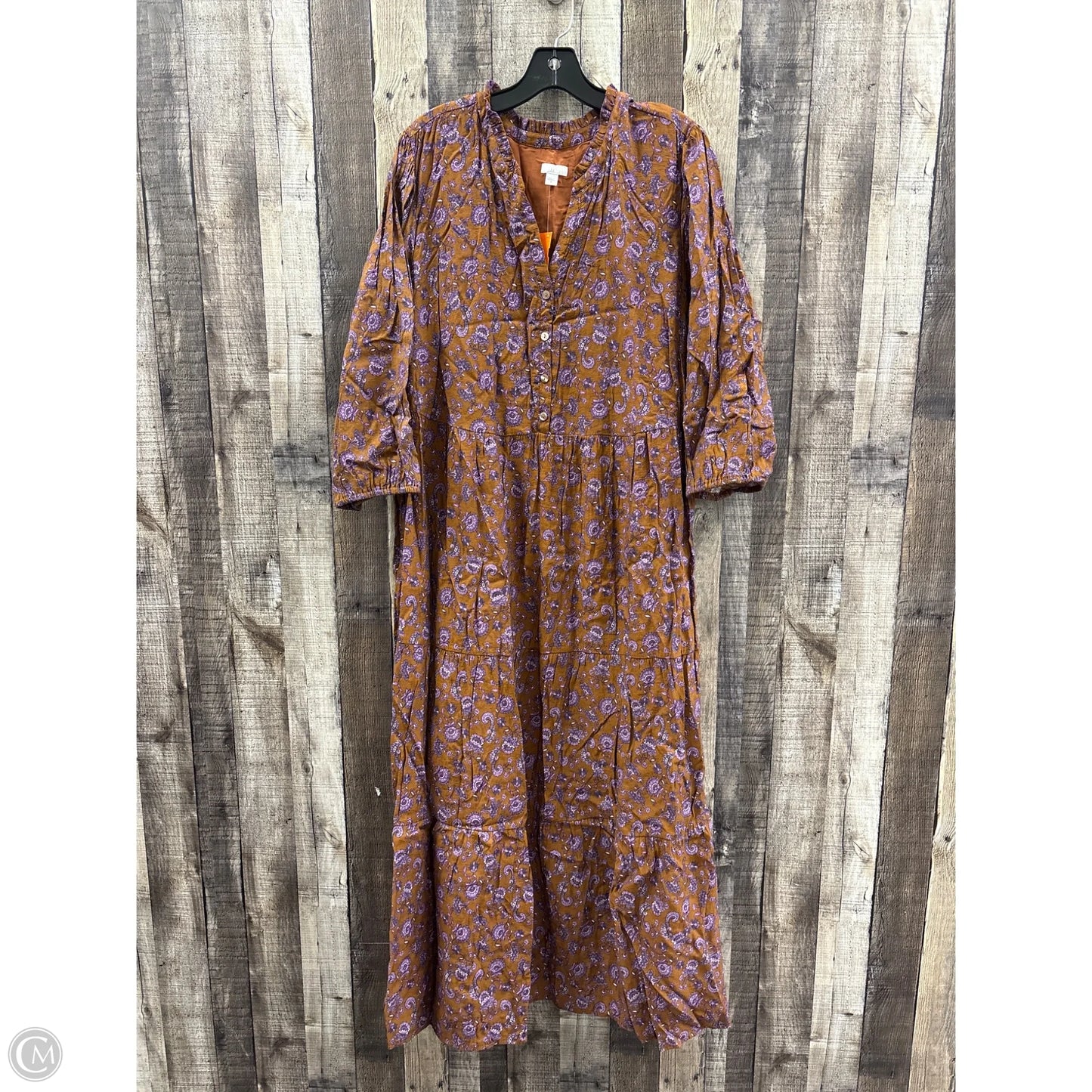 Dress Casual Maxi By J. Jill In Brown & Purple, Size: 3x