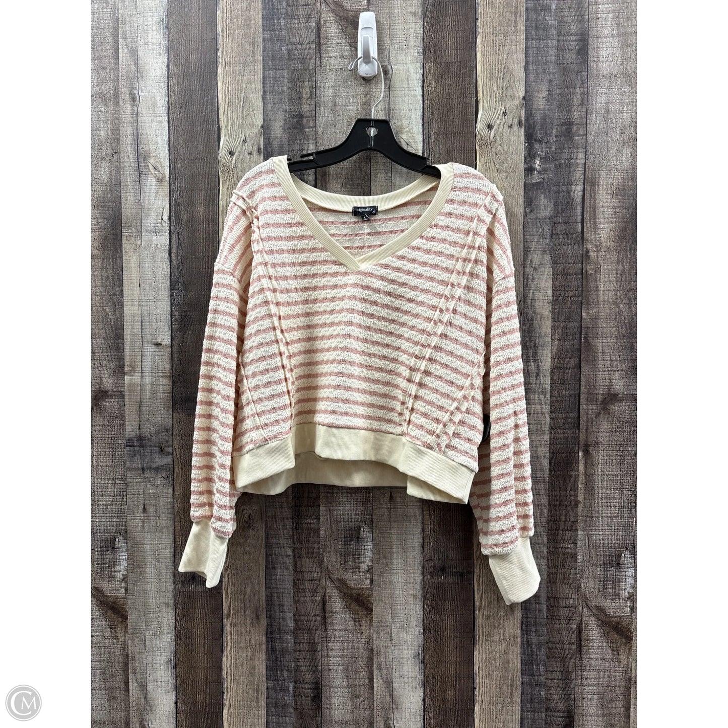 Top Long Sleeve By Originality In Striped Pattern, Size: L