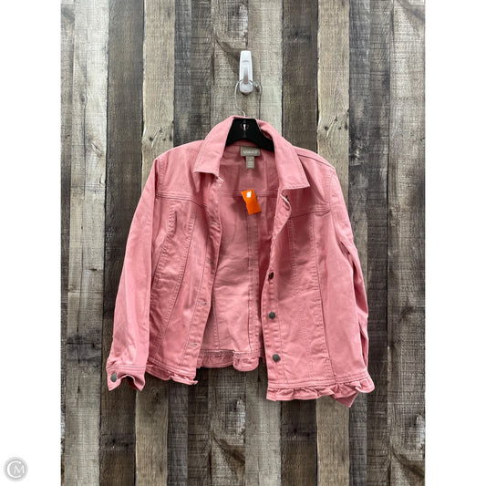 Jacket Denim By Chicos In Pink Denim, Size: M