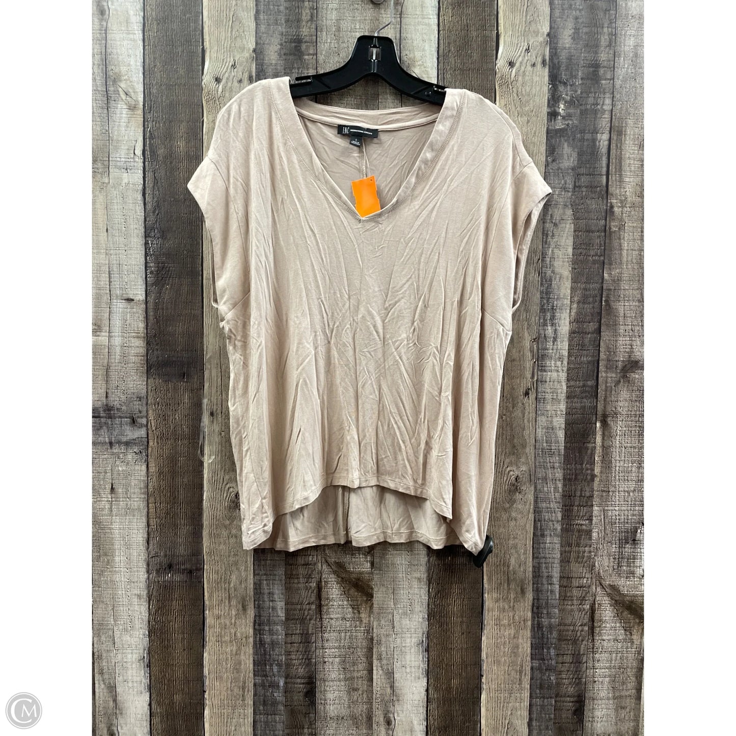Top Short Sleeve By International Concepts In Tan, Size: L