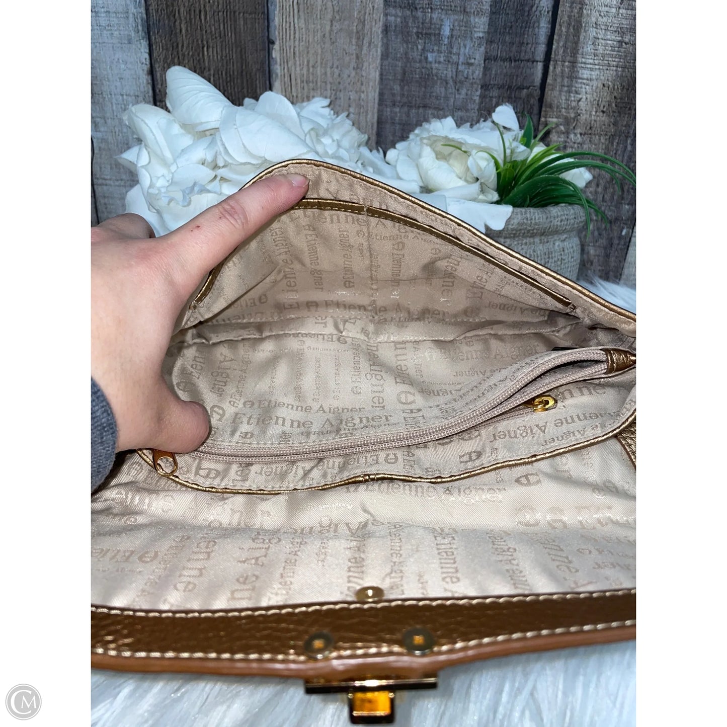 Handbag Leather By Etienne Aigner, Size: Medium