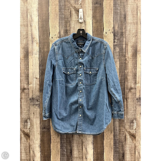 Top Long Sleeve By Lucky Brand In Blue Denim, Size: 1x