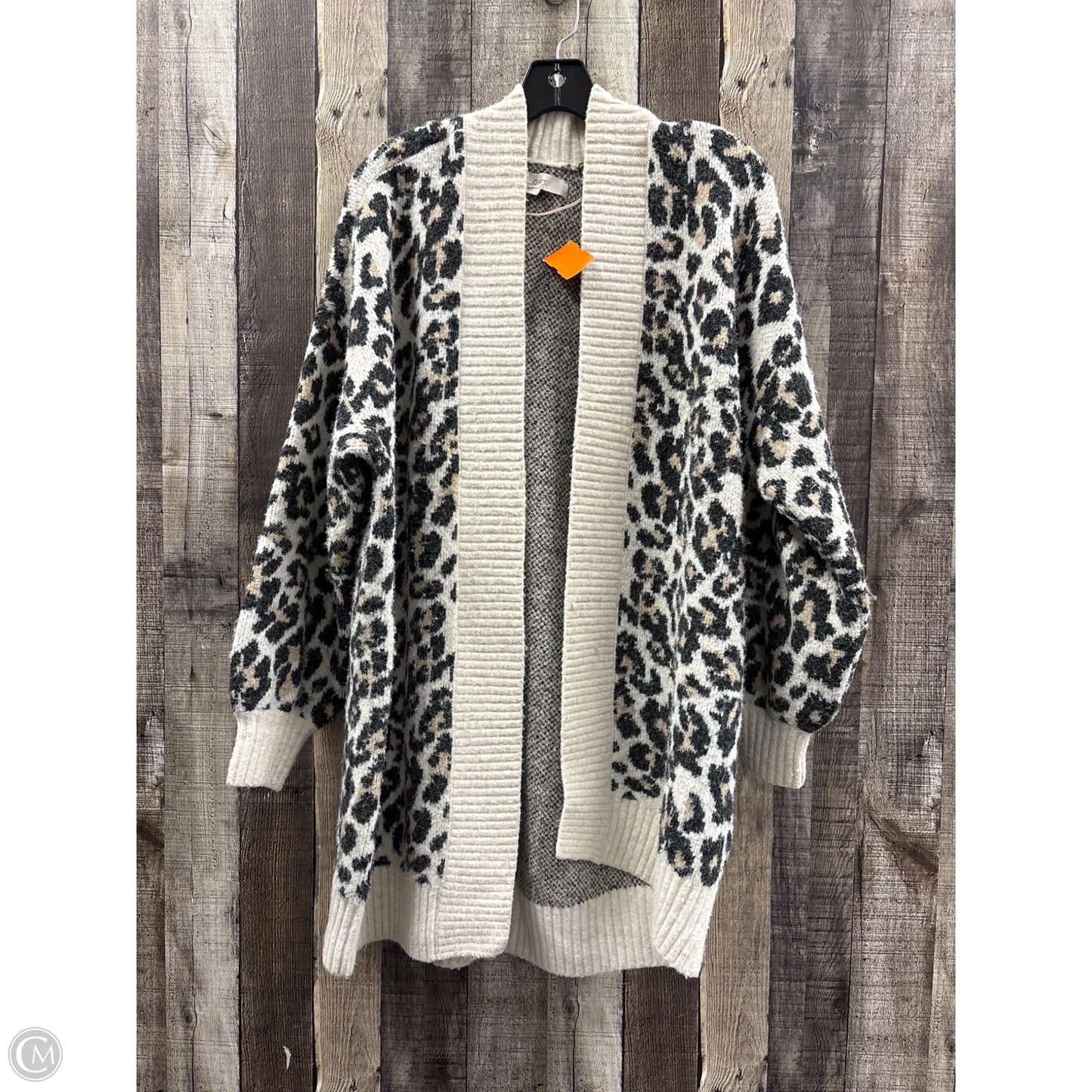 Sweater Cardigan By Loft In Animal Print, Size: S