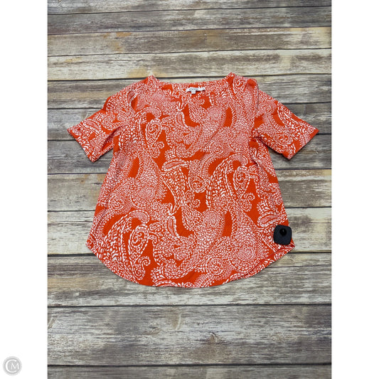 Top Short Sleeve By Chicos In Orange & White, Size: S