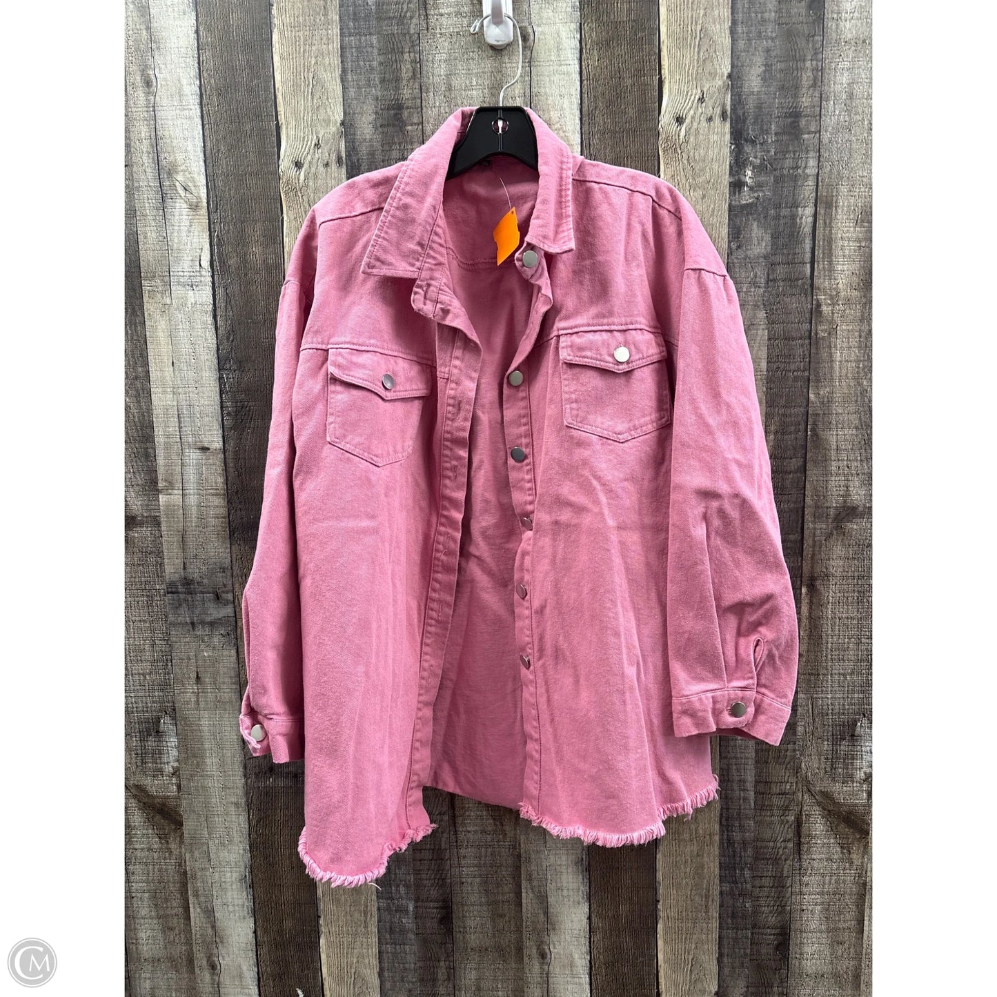 Jacket Shirt By Cmf In Pink Denim, Size: 2x