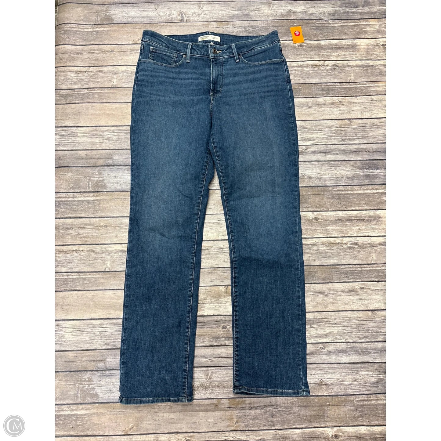 Jeans Straight By Levis In Blue Denim, Size: 12
