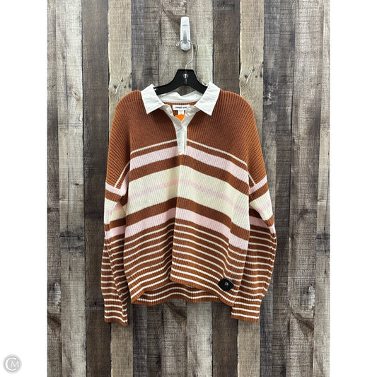 Sweater By Lands End In Brown & Pink, Size: L