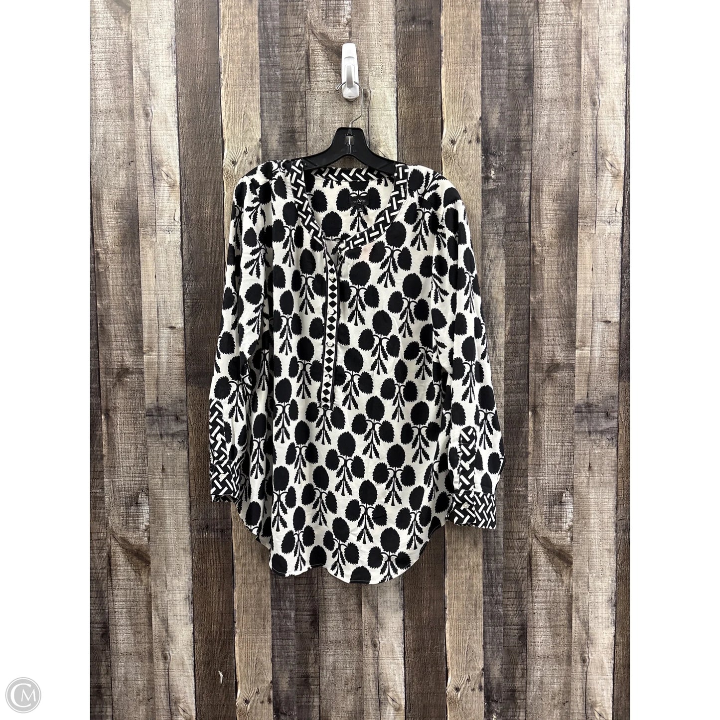 Top Long Sleeve By Talbots In Black & Cream, Size: 1x