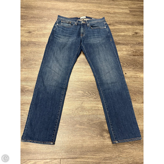 Jeans Straight By Frame In Blue Denim, Size: 14