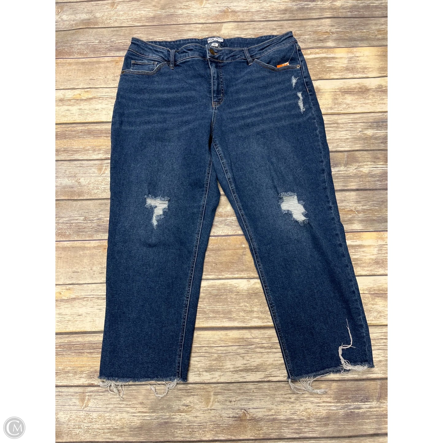 Jeans Straight By Ava & Viv In Blue Denim, Size: 18