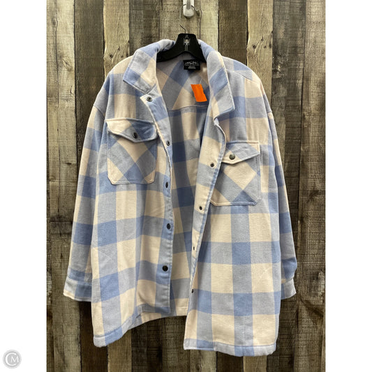 Jacket Shirt By Hfx In Blue & White, Size: Xxl