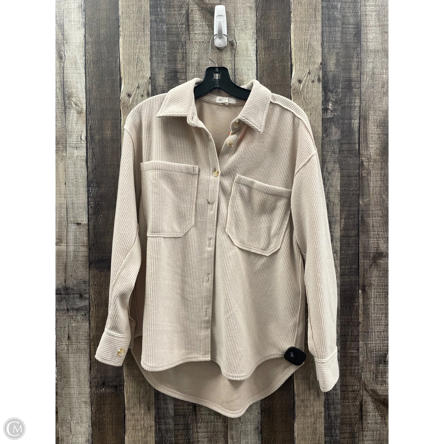 Jacket Shirt By Blu Pepper In Tan, Size: S