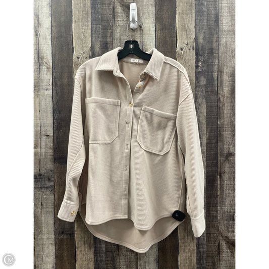 Jacket Shirt By Blu Pepper In Tan, Size: S