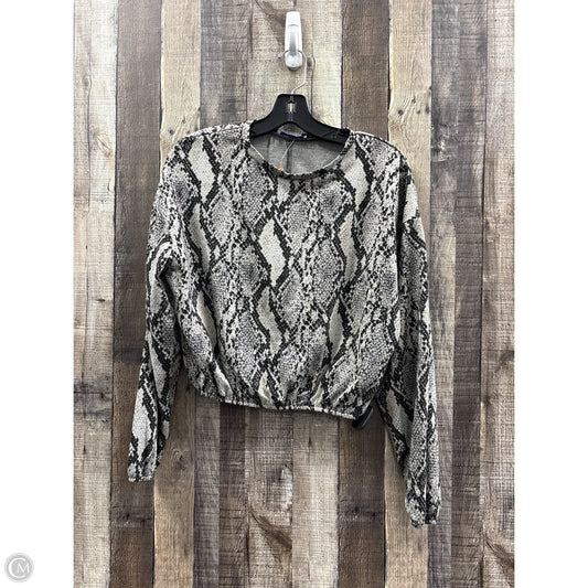 Top Long Sleeve By Zara In Snakeskin Print, Size: L