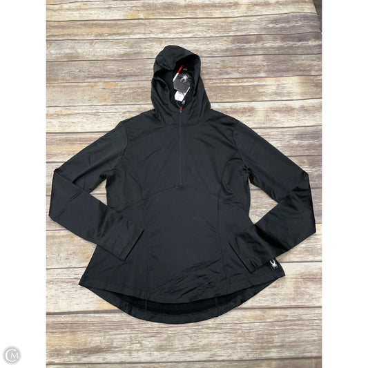 Athletic Top Long Sleeve Hoodie By Spyder In Black, Size: L