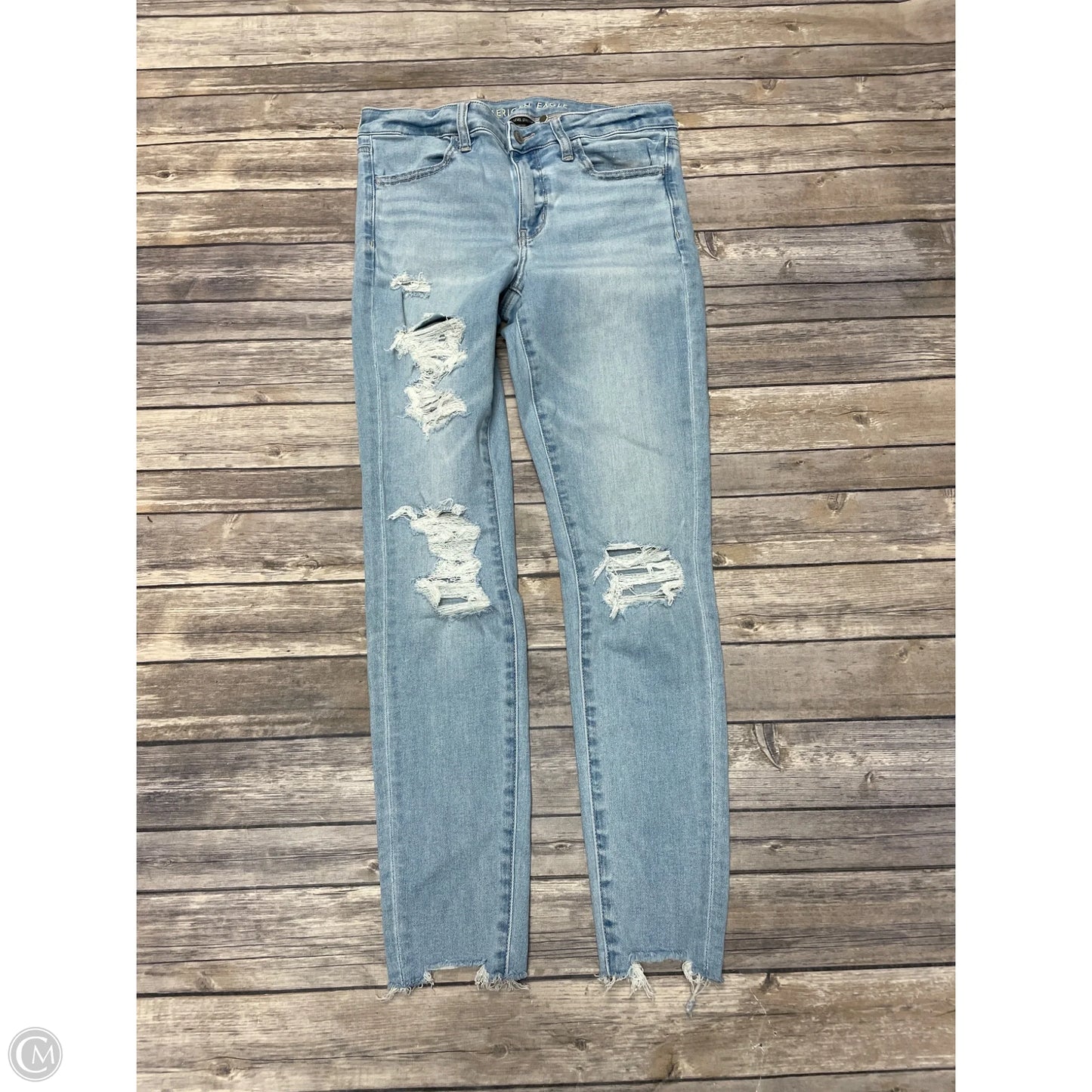 Jeans Skinny By American Eagle In Blue Denim, Size: 8