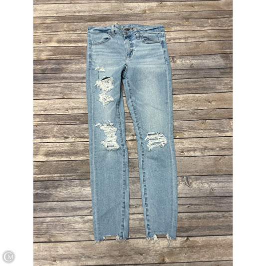 Jeans Skinny By American Eagle In Blue Denim, Size: 8