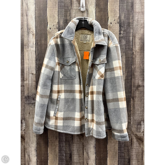 Jacket Faux Fur & Sherpa By Sage In Plaid Pattern, Size: L