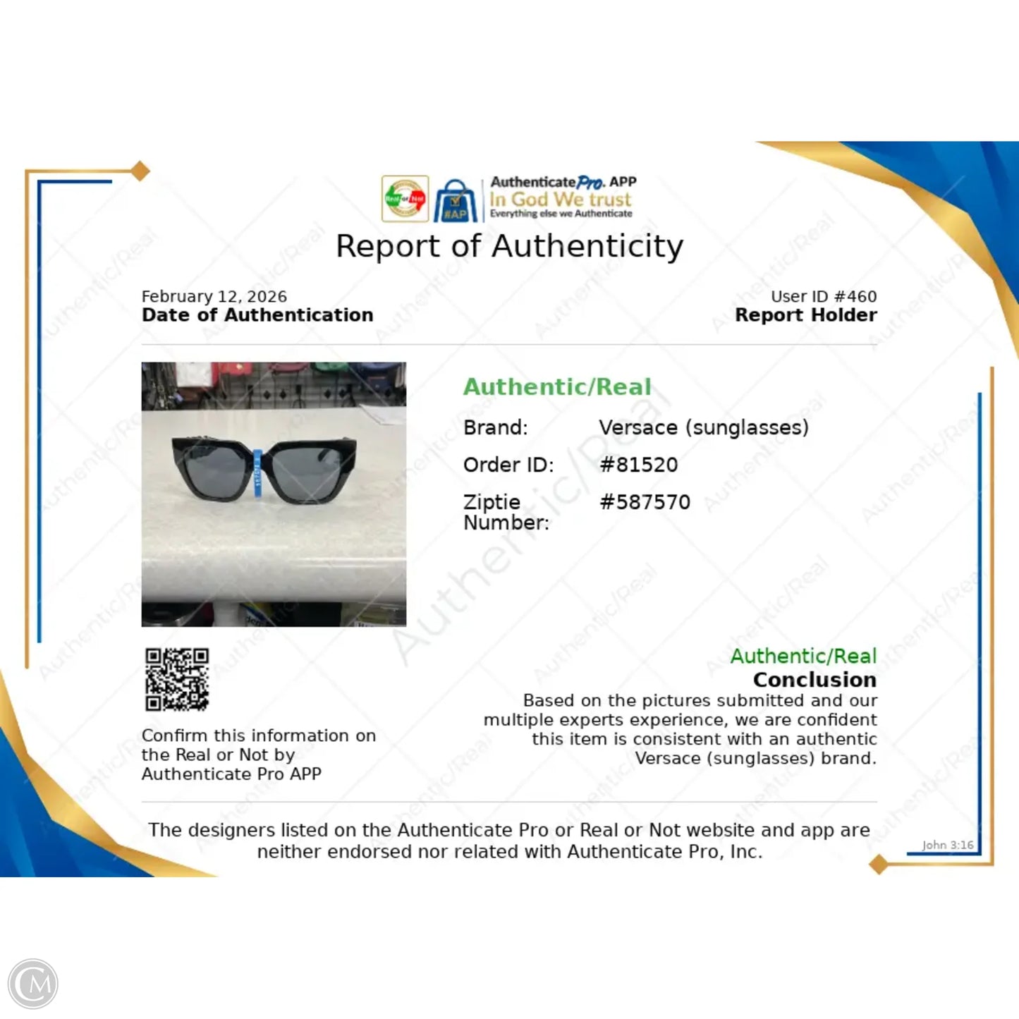 Sunglasses Designer By Versace