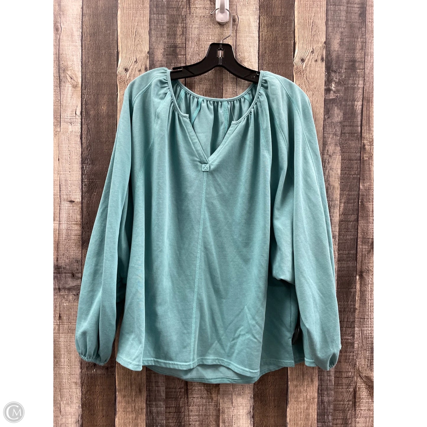 Top Long Sleeve By Cmf In Teal, Size: L