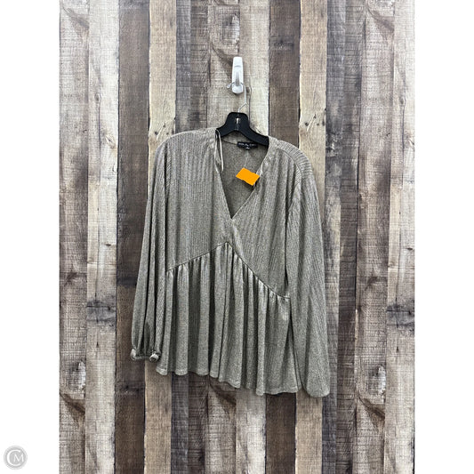Top Long Sleeve By Kim & Cami In Gold, Size: L