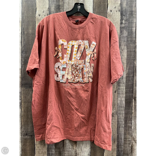 Top Short Sleeve By Simply Southern In Brown, Size: Xxl
