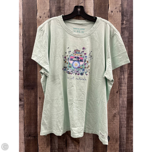 Top Short Sleeve By Life Is Good In Green, Size: Xxl