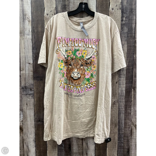 Top Short Sleeve By Simply Southern In Beige, Size: Xxl