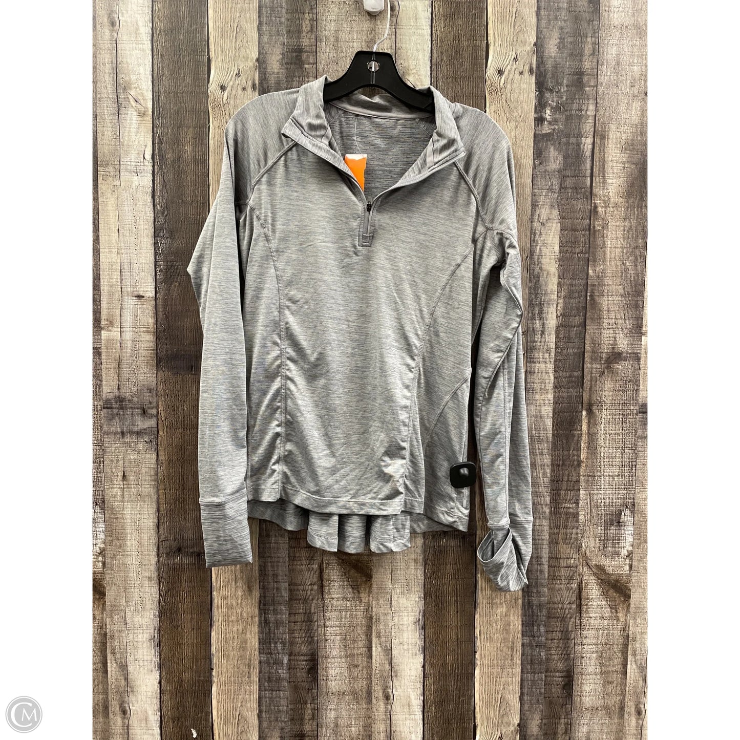 Athletic Top Long Sleeve Collar By Mondetta In Grey, Size: S