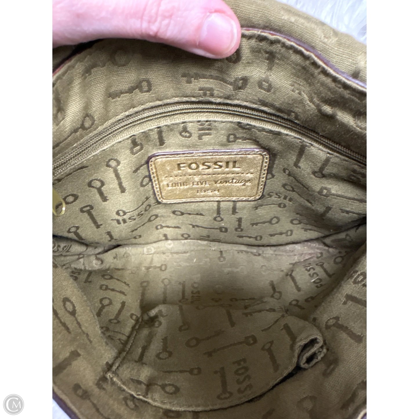 Crossbody Leather By Fossil, Size: Medium