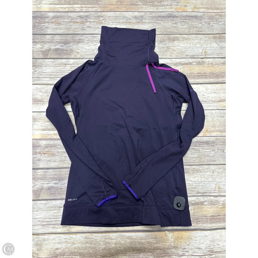 Athletic Top Long Sleeve Collar By Nike In Purple, Size: L