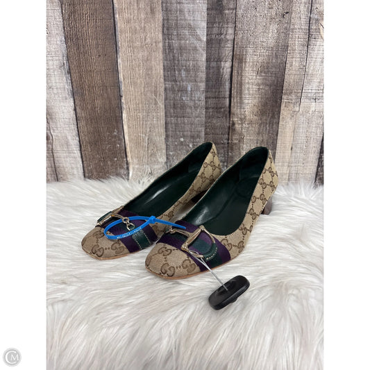 Shoes Luxury Designer By Gucci In Brown, Size: 8