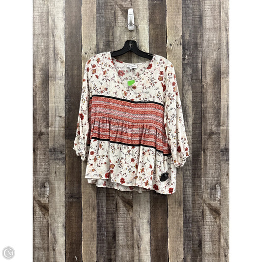 Top 3/4 Sleeve By Polagram In Multi-colored, Size: M