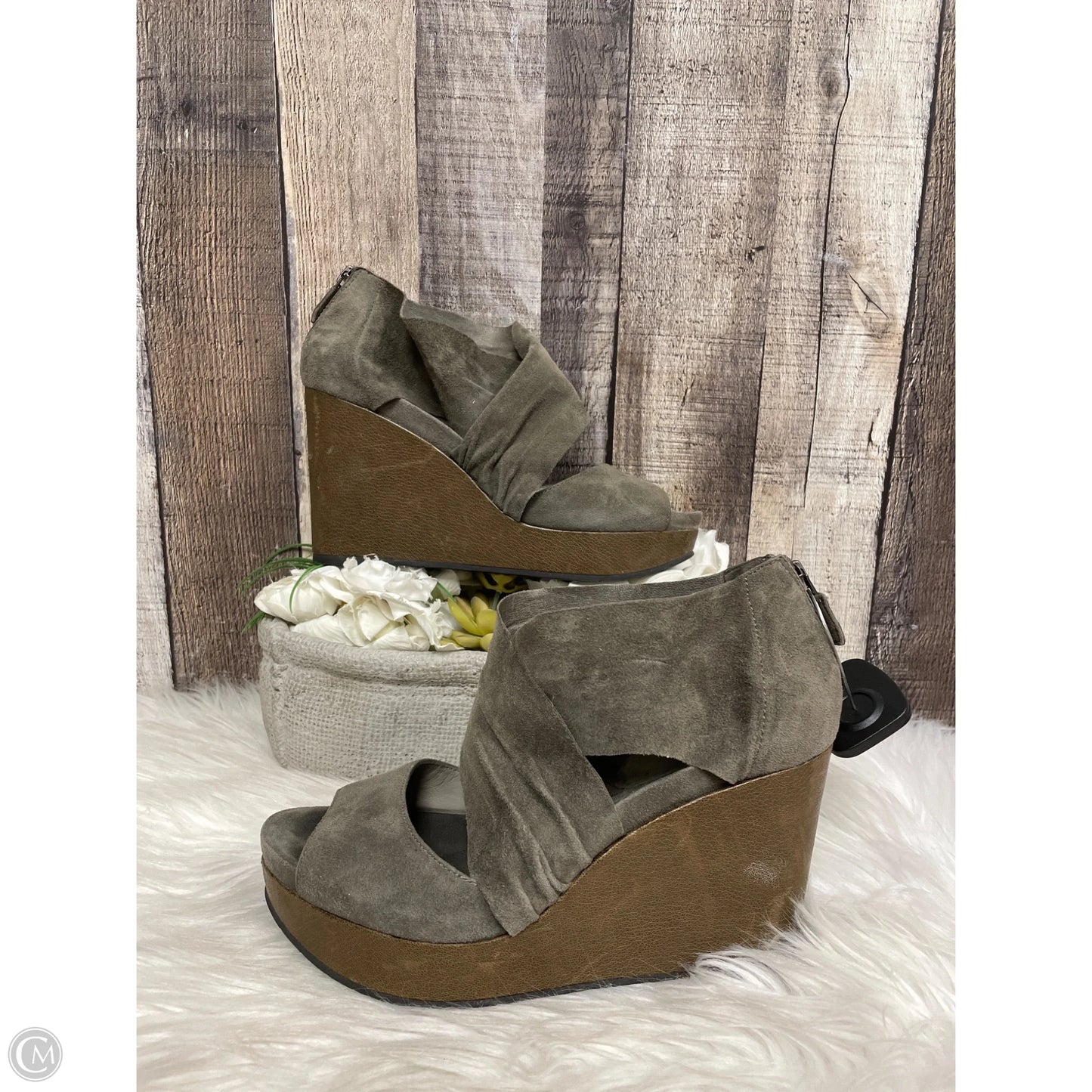 Sandals Heels Platform By Eileen Fisher In Green, Size: 7