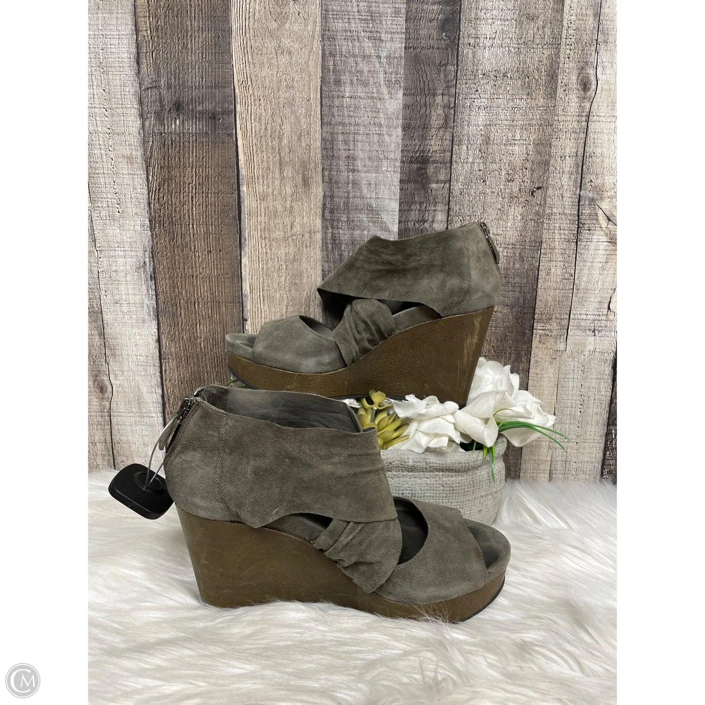 Sandals Heels Platform By Eileen Fisher In Green, Size: 7