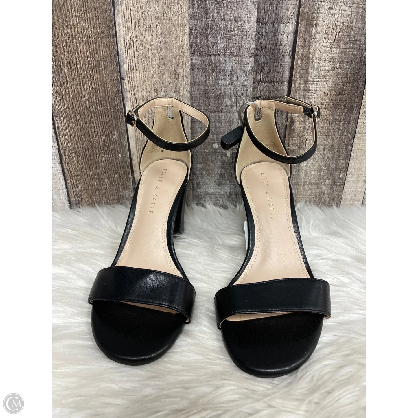 Sandals Heels Block By Kelly And Katie In Black, Size: 7