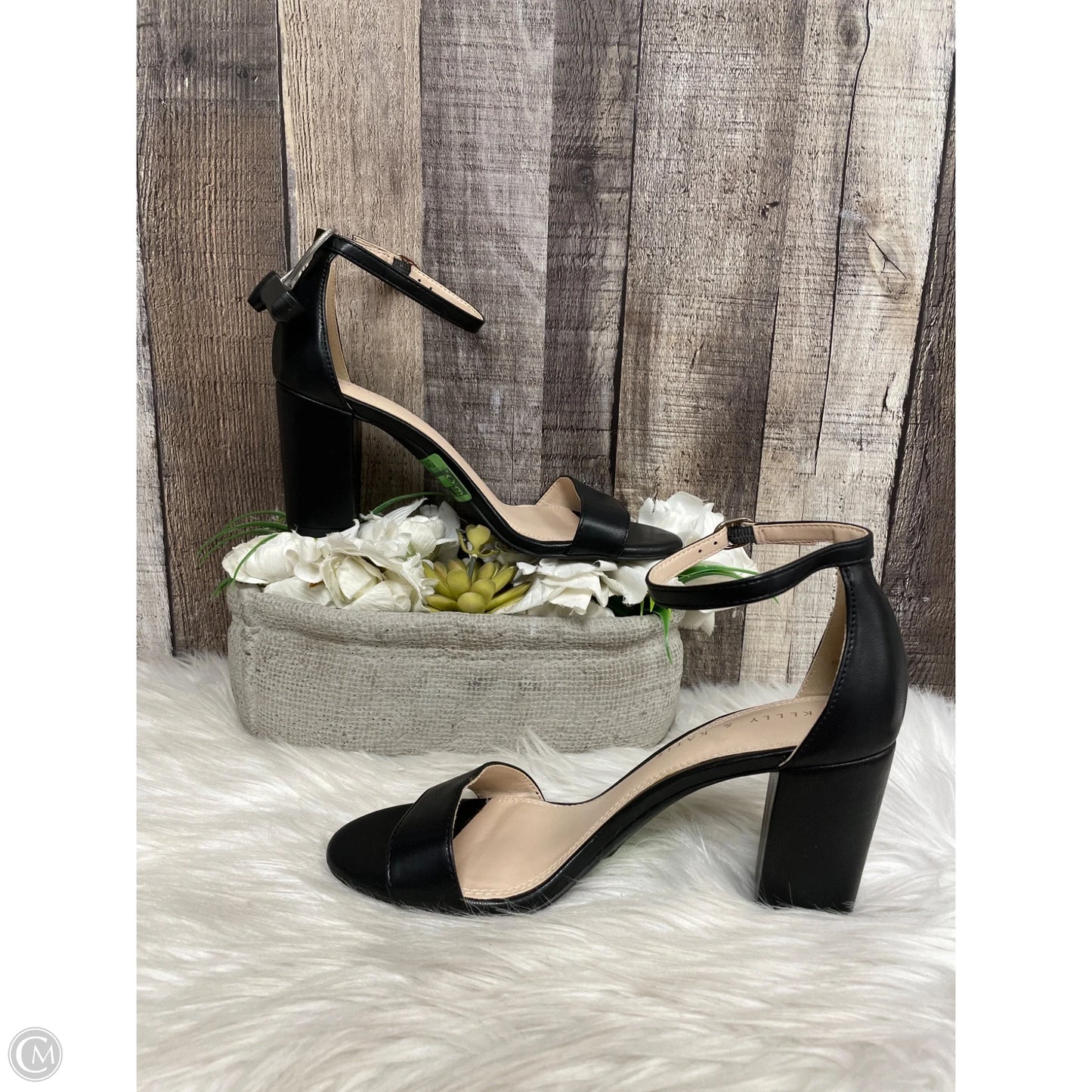 Sandals Heels Block By Kelly And Katie In Black, Size: 7