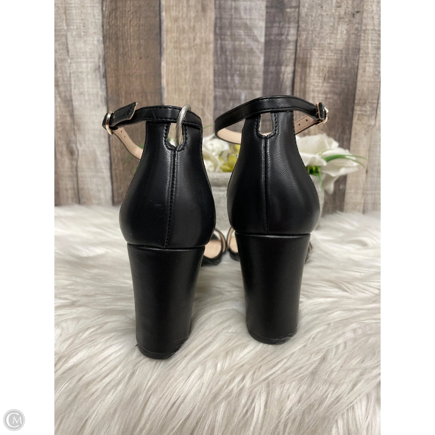 Sandals Heels Block By Kelly And Katie In Black, Size: 7
