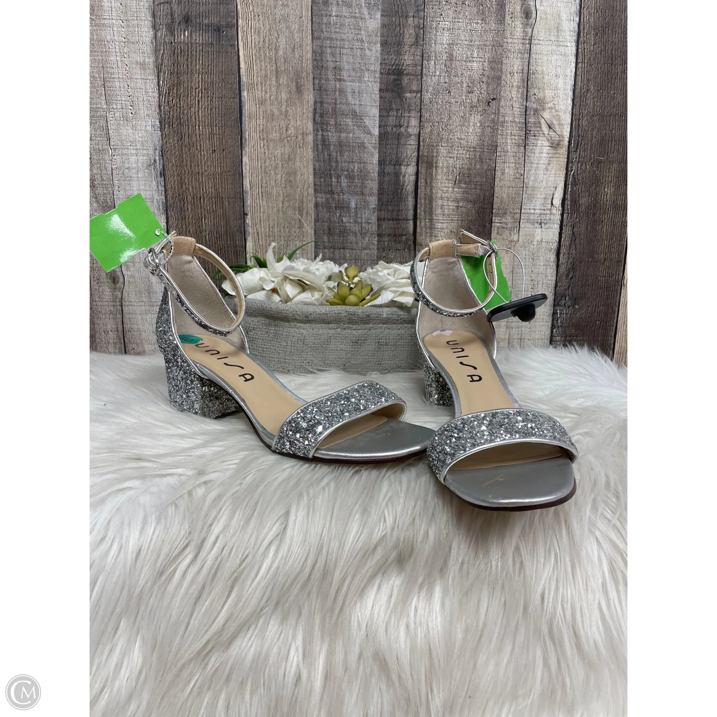 Sandals Heels Block By Unisa In Silver, Size: 8