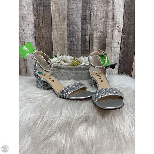 Sandals Heels Block By Unisa In Silver, Size: 8